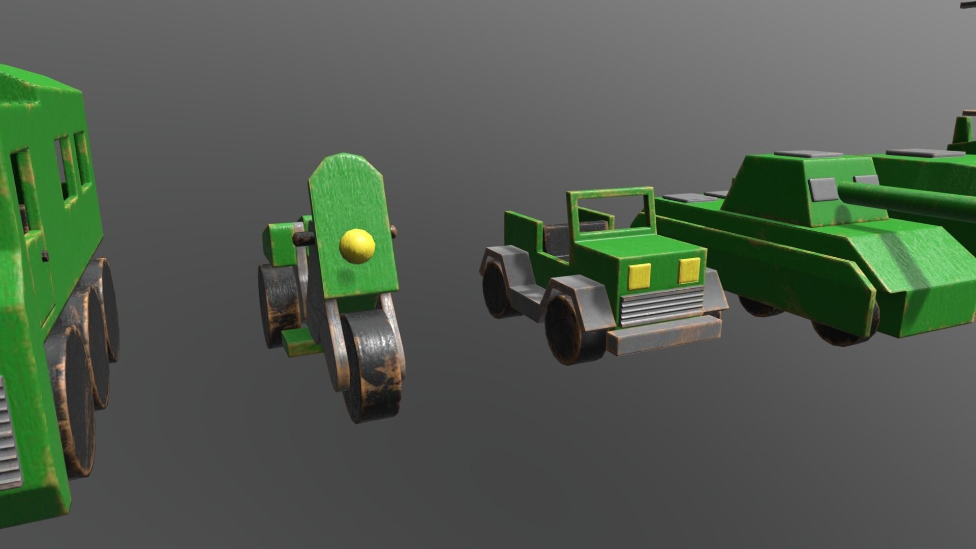 Wooden Toys Vehicle Pack Low-poly 3D model_3