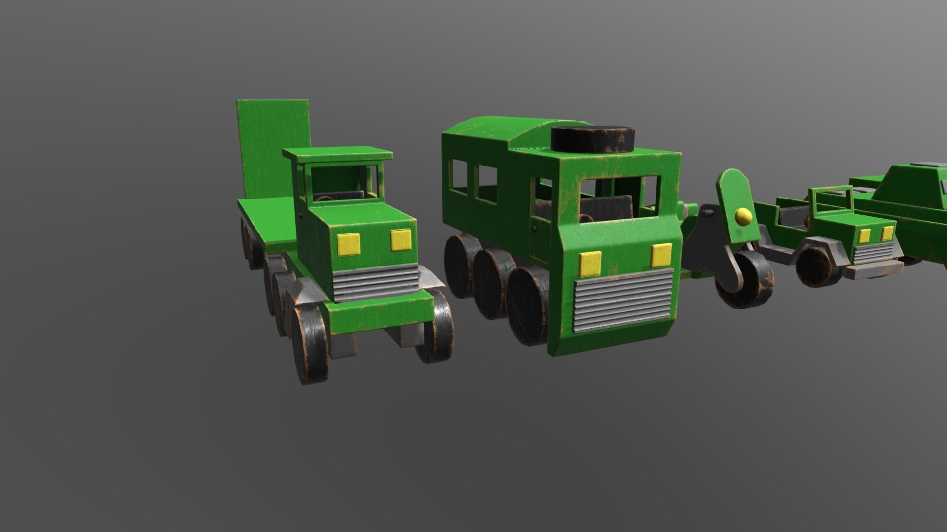 Wooden Toys Vehicle Pack Low-poly 3D model_1