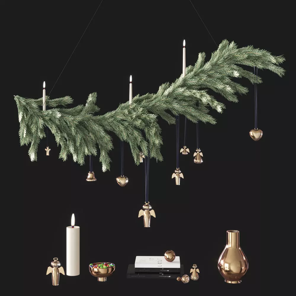 Christmas decorative set 3D model_0