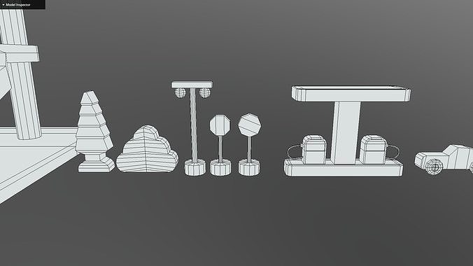 Wooden Toys Parking Garage Pack Low-poly 3D model 5