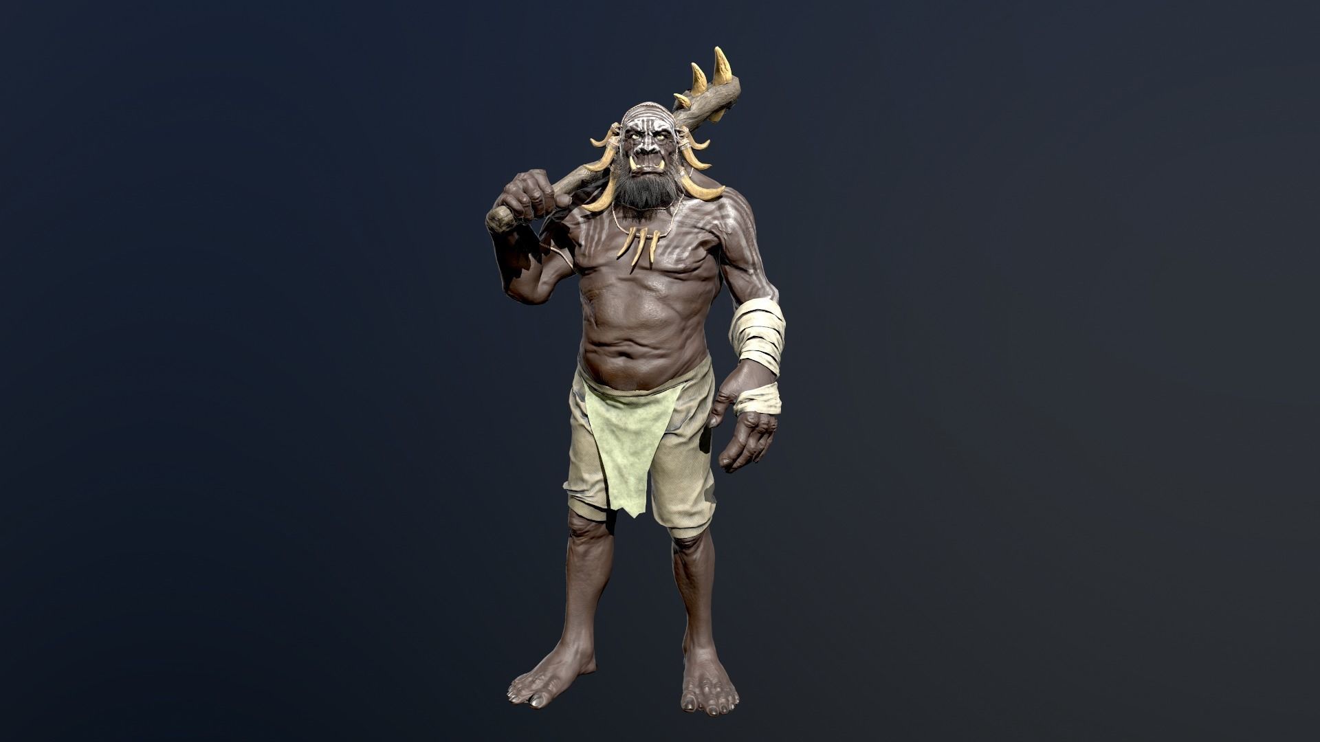 Black Orc Low-poly 3D model_5
