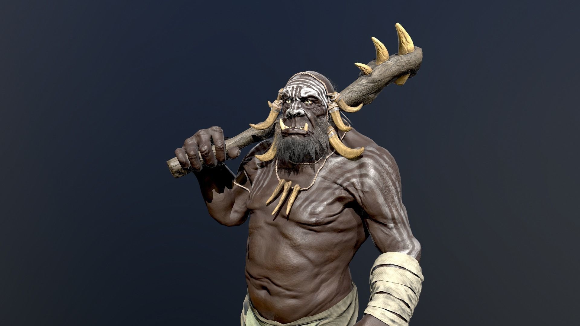 Black Orc Low-poly 3D model_7
