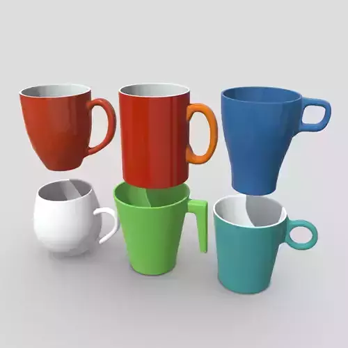 Mug Pack Low-poly 3D model
