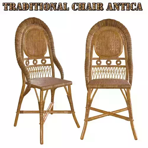 Traditional chair ANTICA low poly PBR Low-poly 3D model
