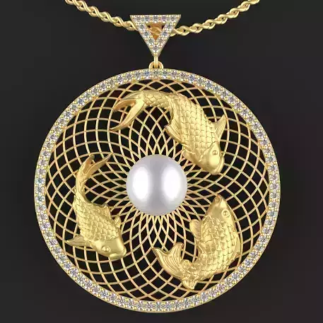 Pearls  fish pendant