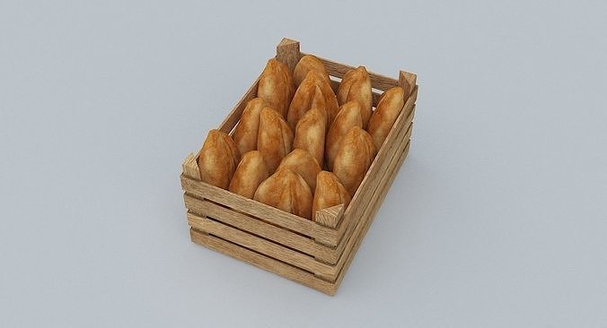 Bread sticks in crate Low-poly 3D model