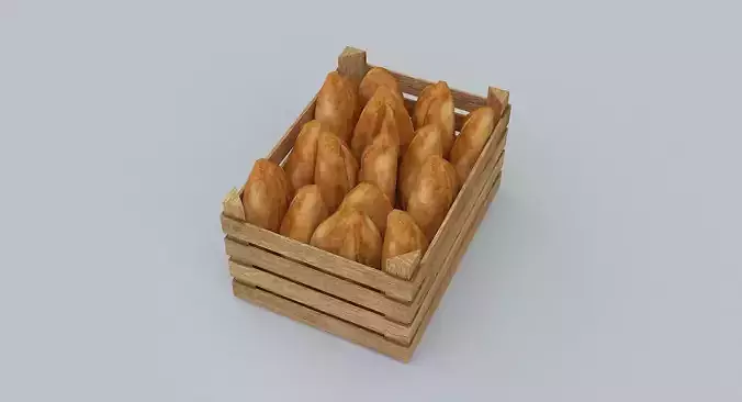 Bread sticks in crate Low-poly 3D model