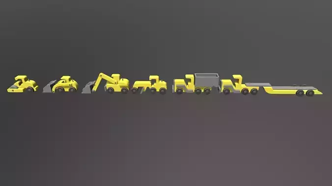 Wooden Toys Construction Pack Low-poly 3D model