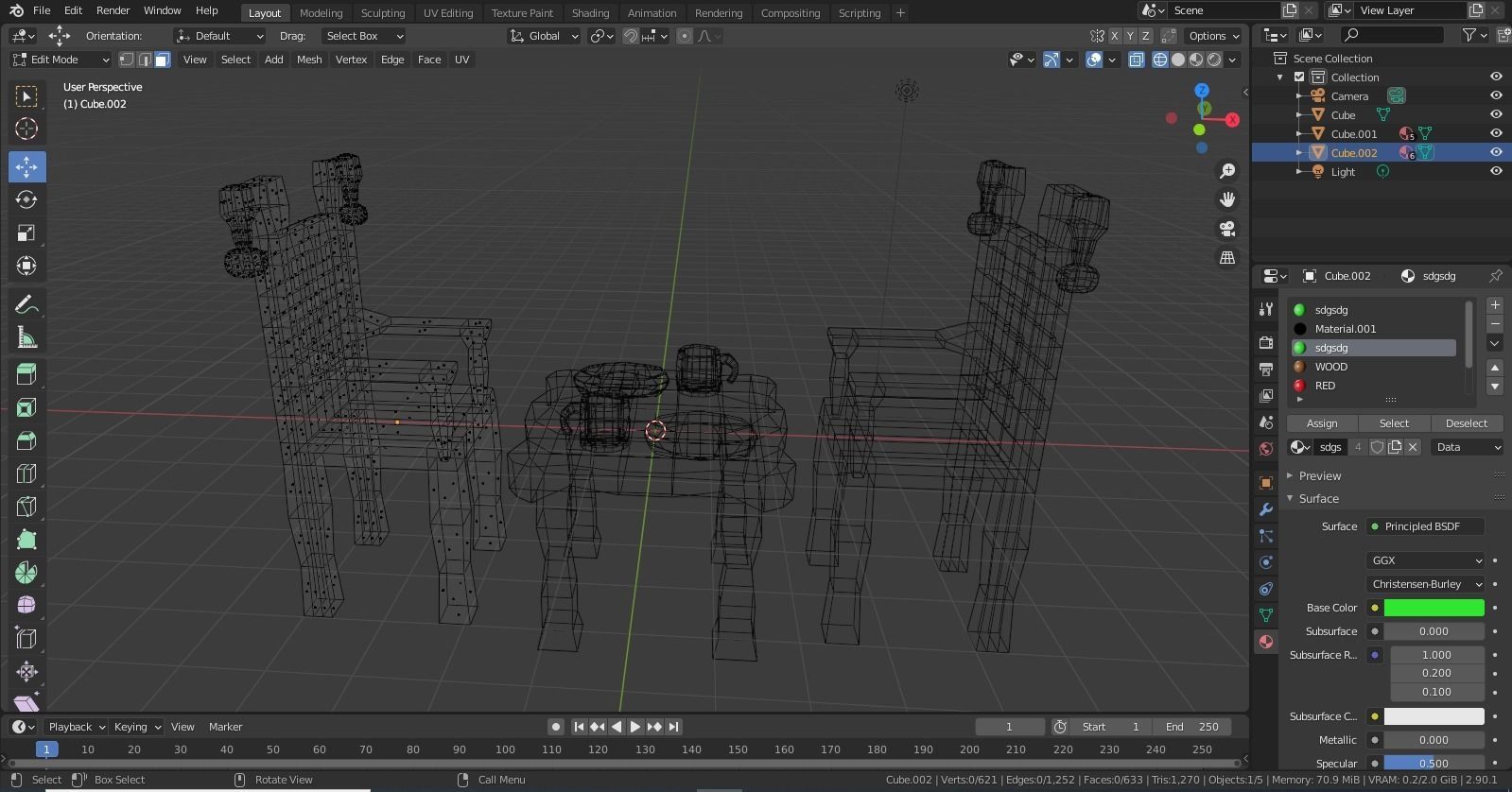 Table and chairs 3D model_3