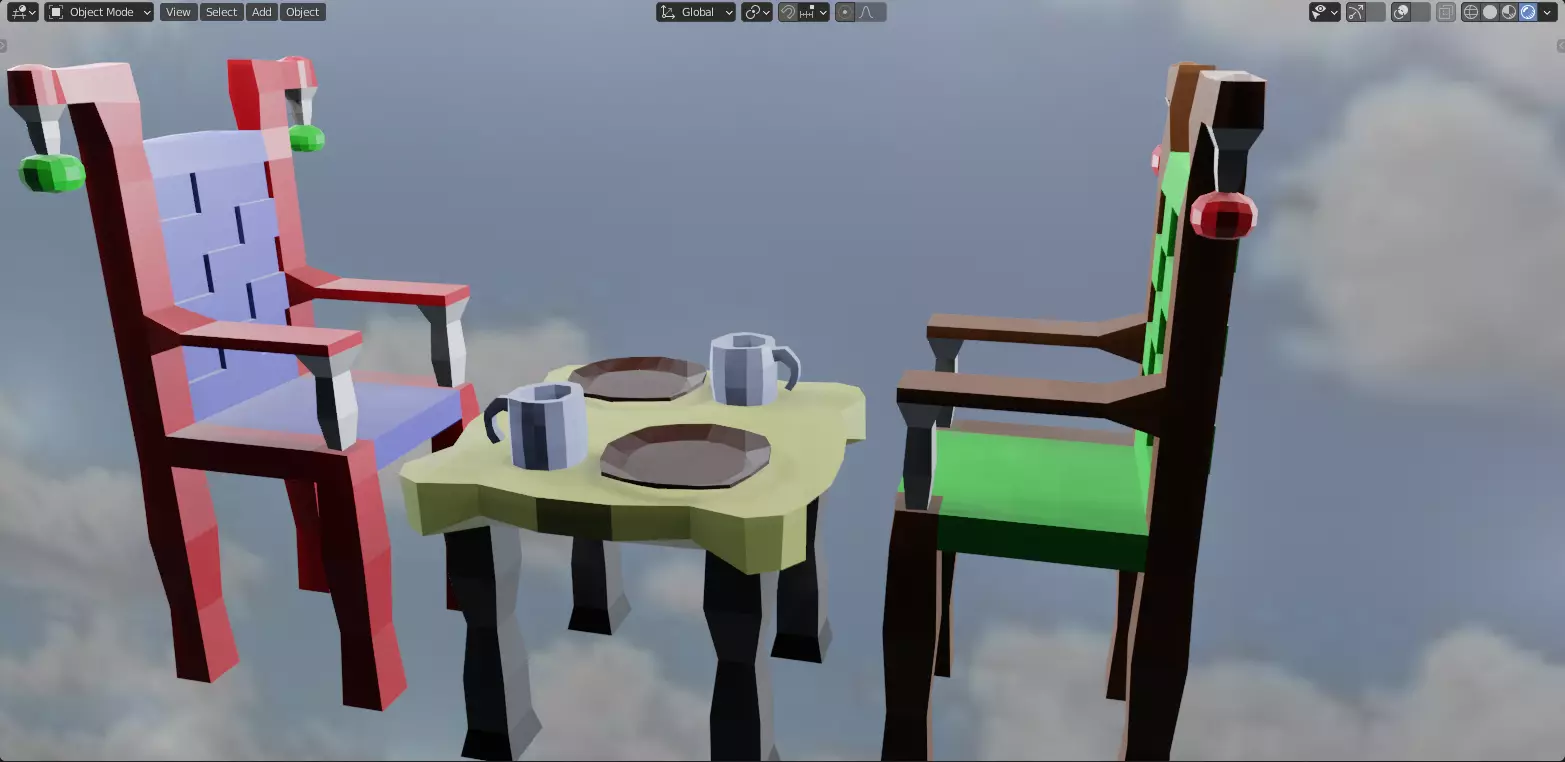 Table and chairs 3D model_0