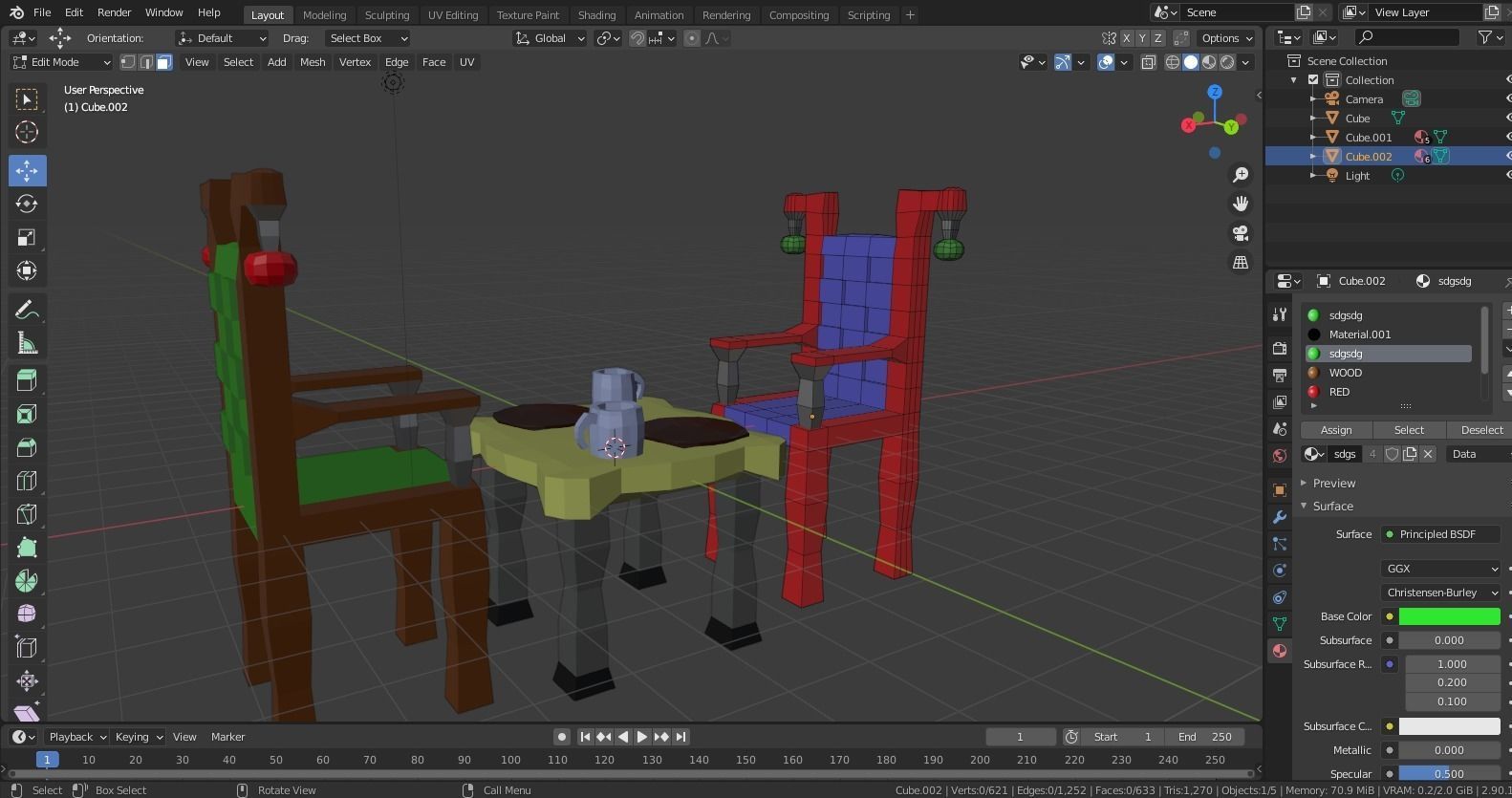 Table and chairs 3D model_2