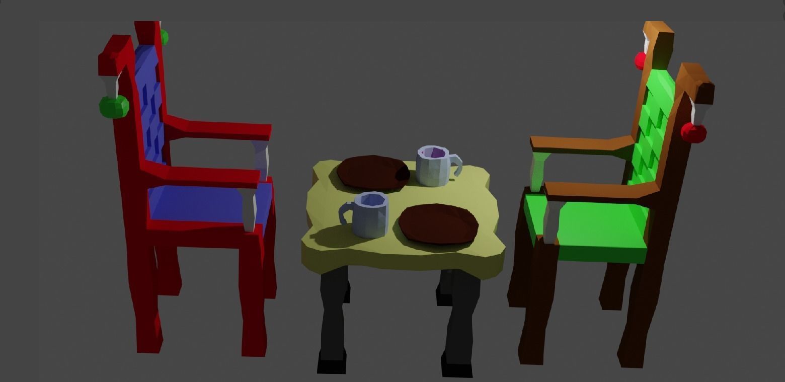 Table and chairs 3D model_1