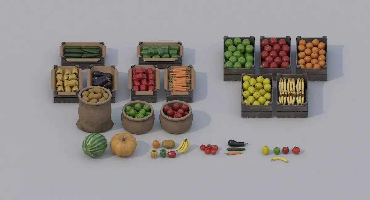 Fruits and Vegetables PBR Low-poly 3D model_0