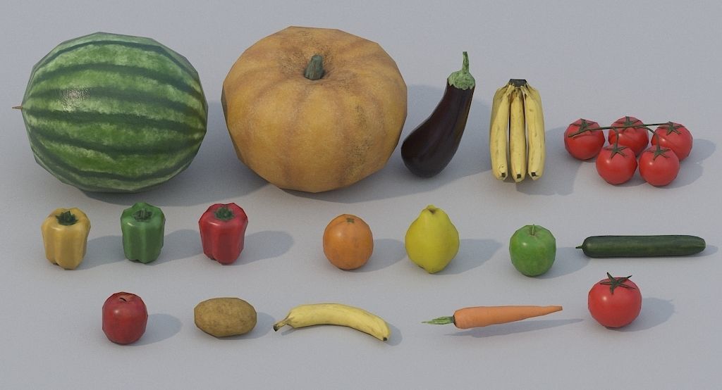 Fruits and Vegetables PBR Low-poly 3D model_1