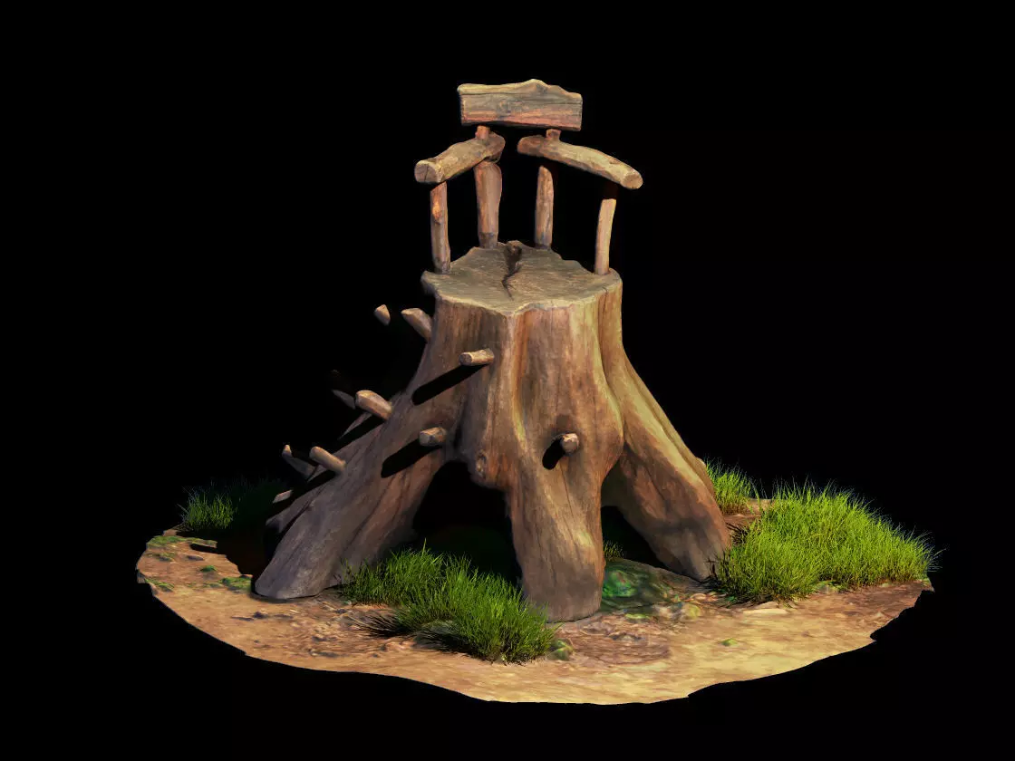 Chair Throne Low-poly 3D model_0