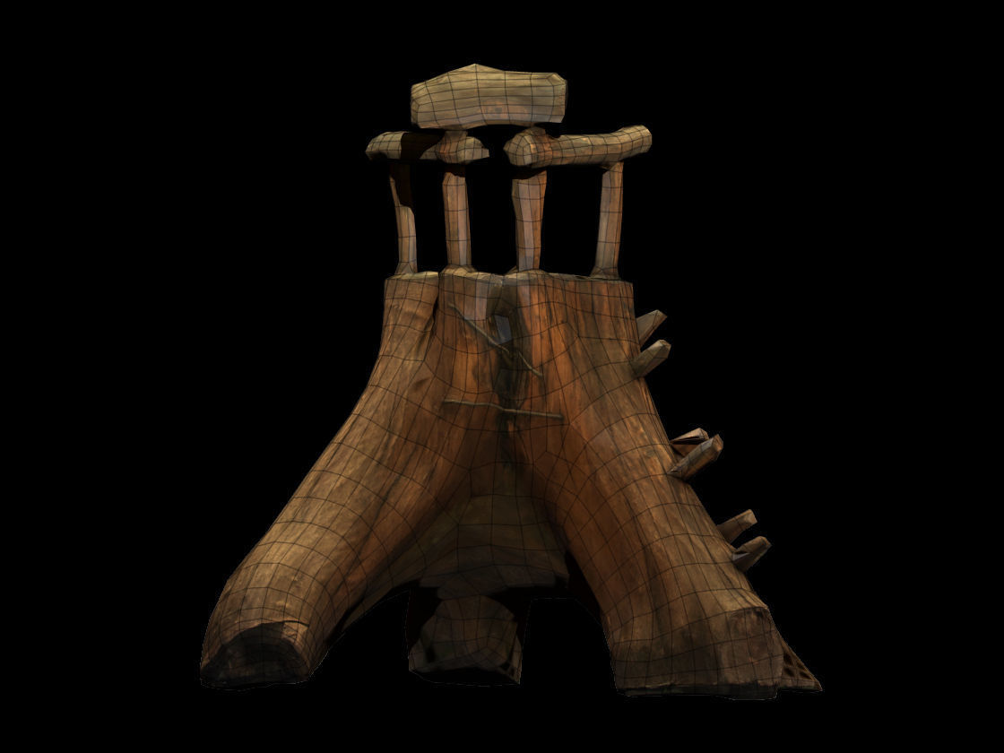 Chair Throne Low-poly 3D model_12