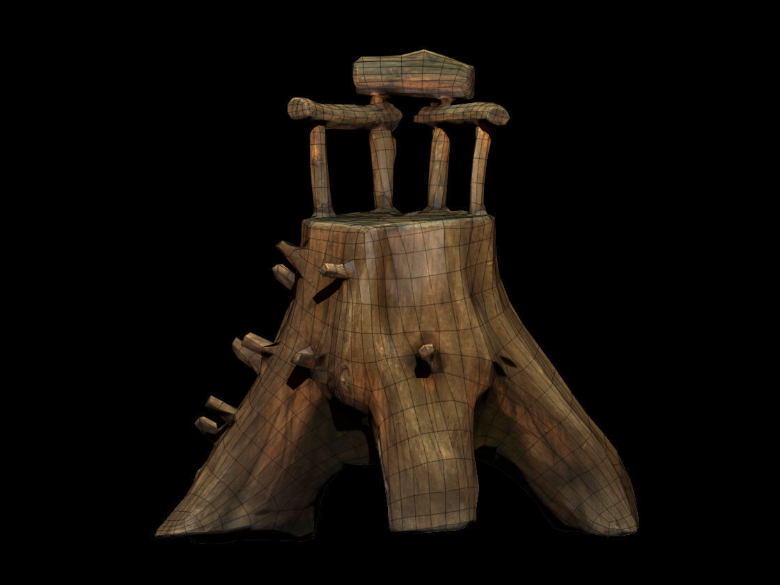 Chair Throne Low-poly 3D model_14