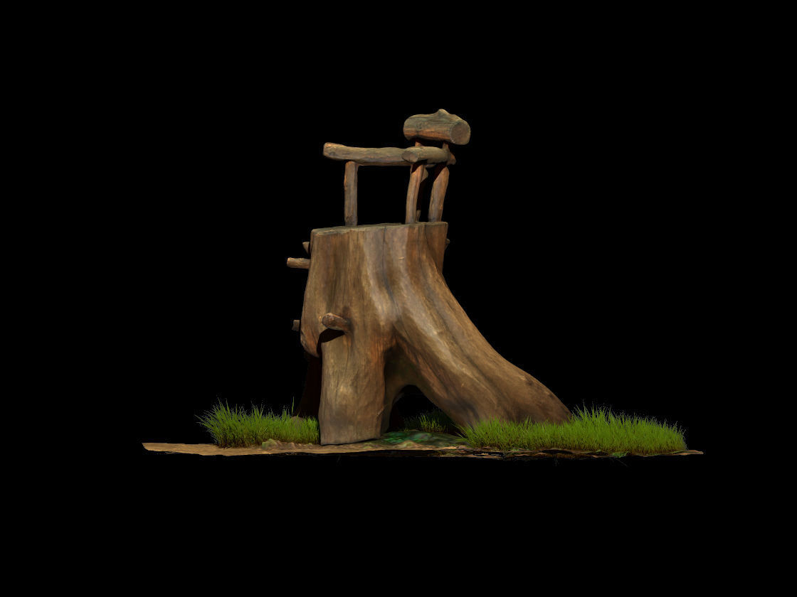 Chair Throne Low-poly 3D model_5