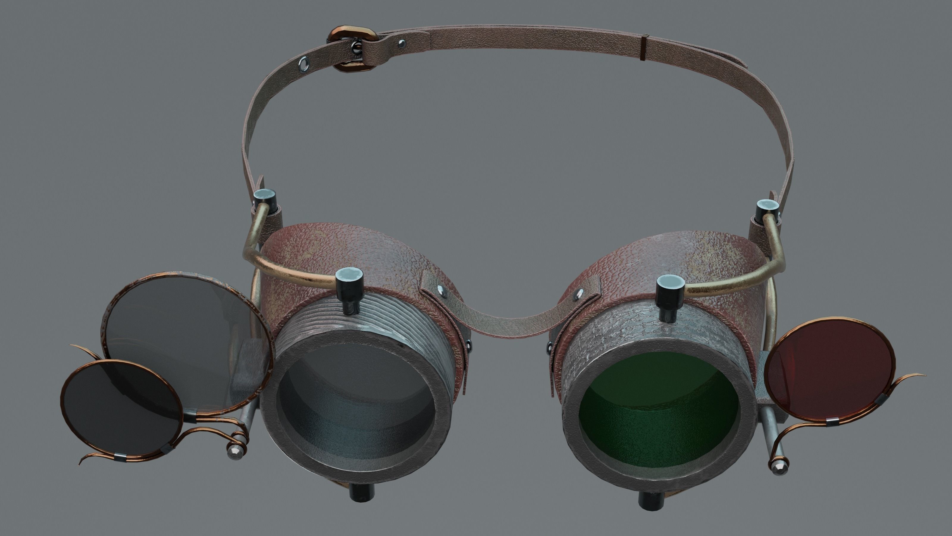 steam punk goggles Low-poly 3D model_5