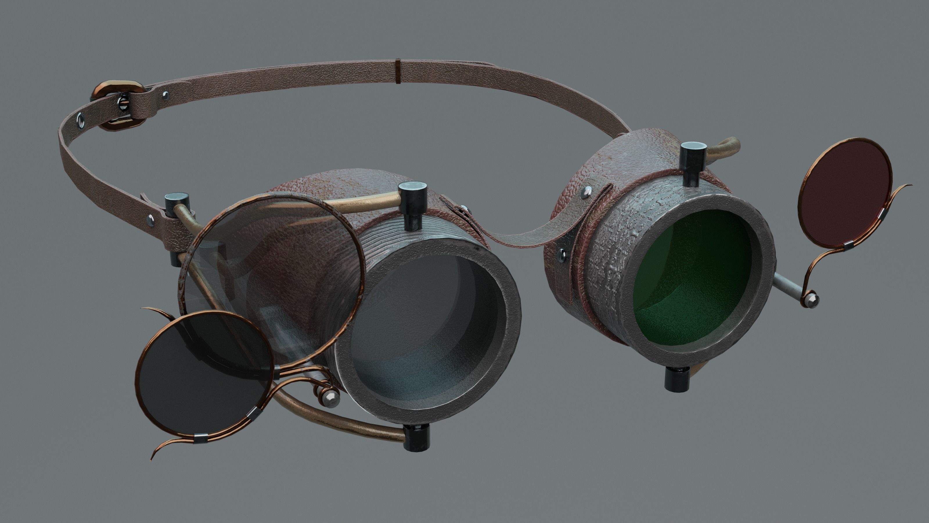 steam punk goggles Low-poly 3D model_3