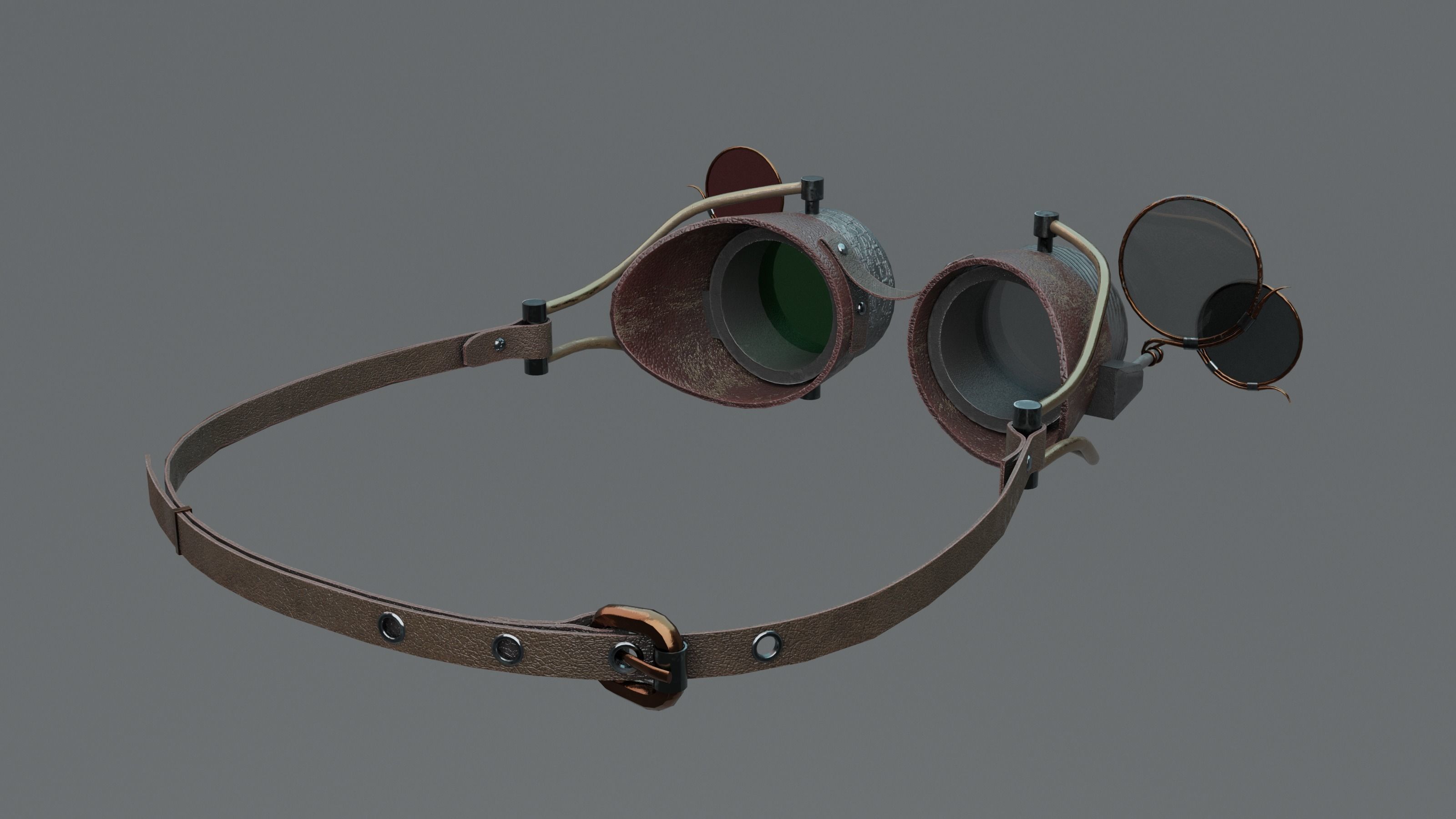 steam punk goggles Low-poly 3D model_7
