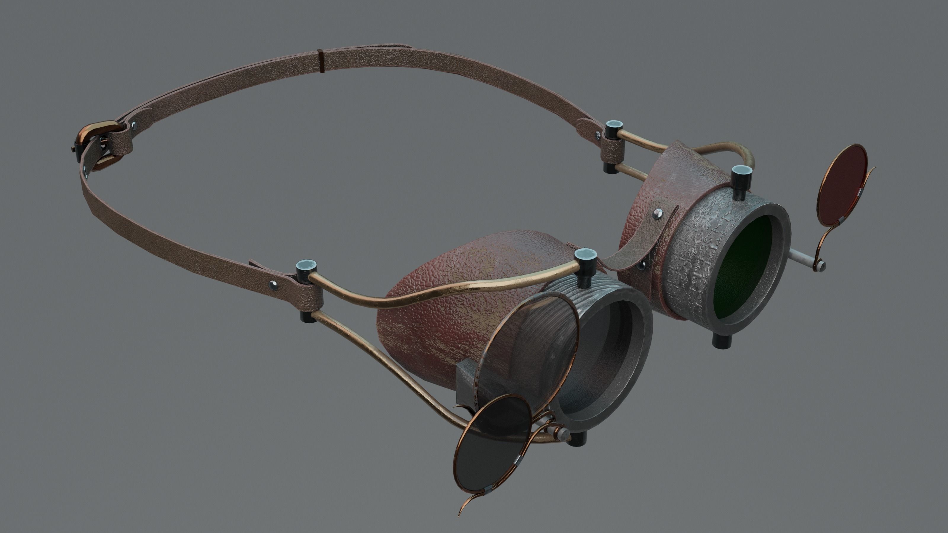 steam punk goggles Low-poly 3D model_6