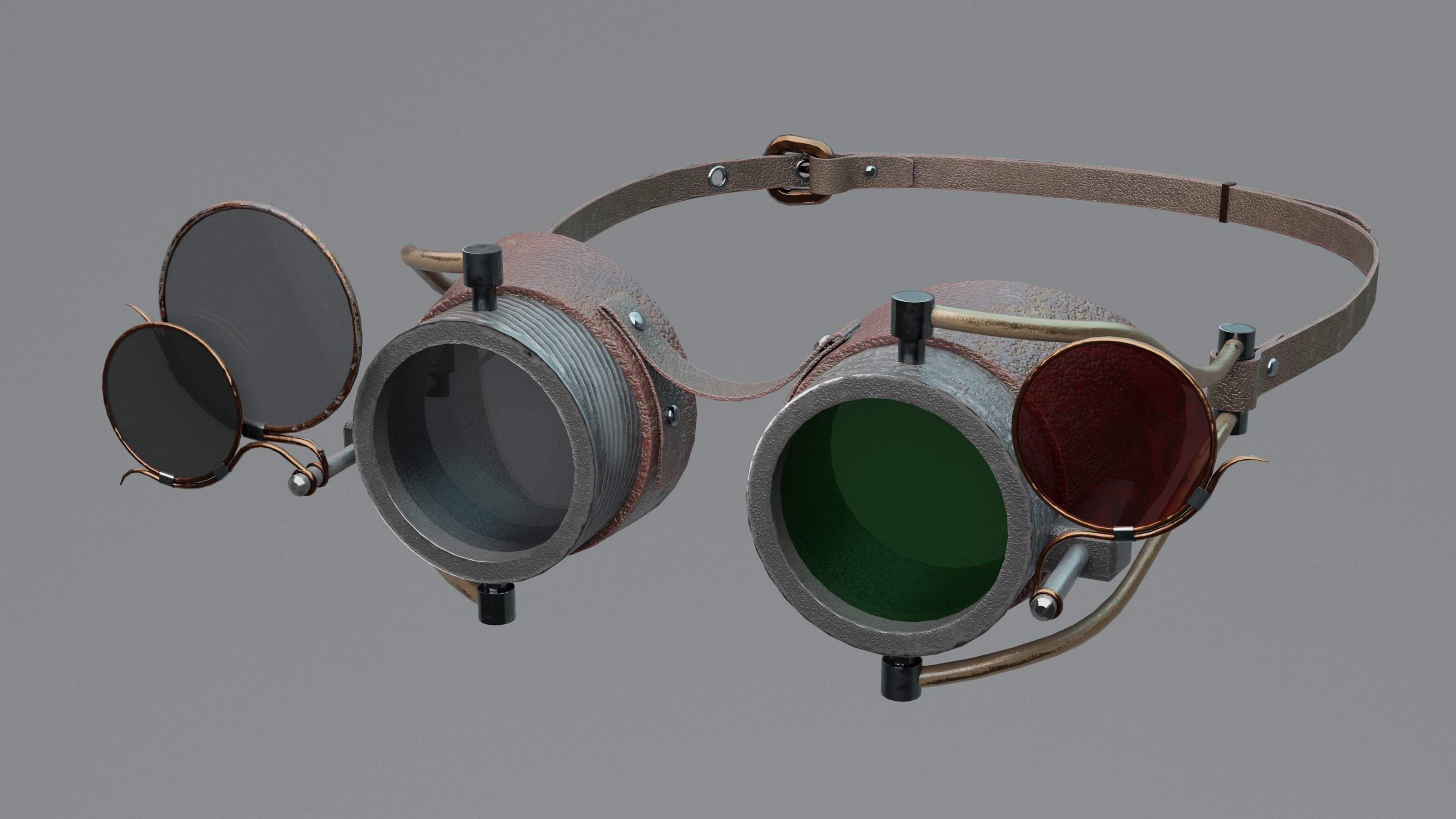 steam punk goggles Low-poly 3D model_2