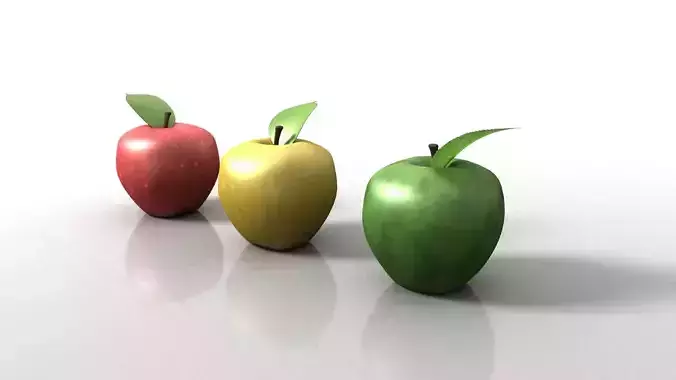 Apple in three colors Free 3D model