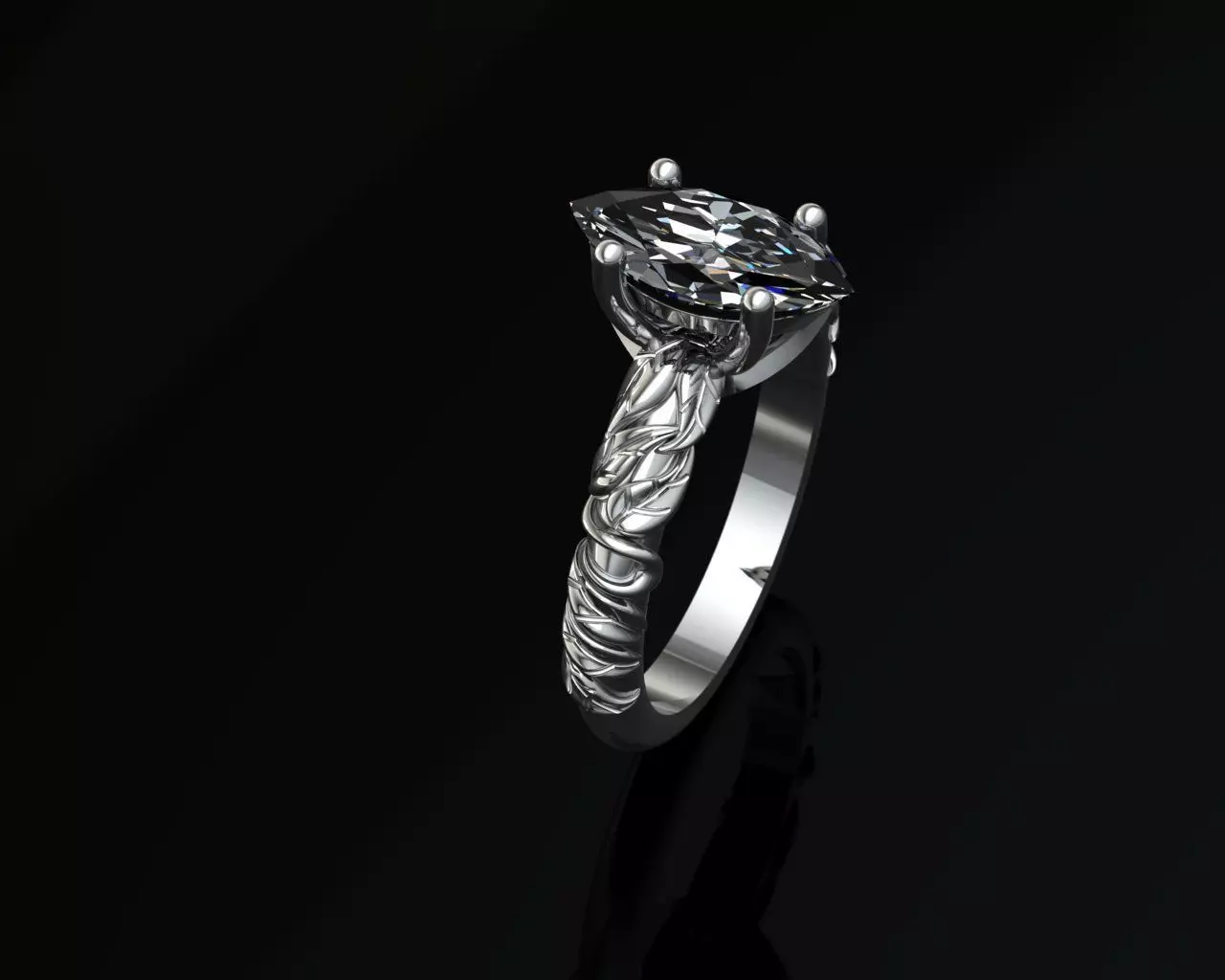 Ring marquise diamond 3D print model