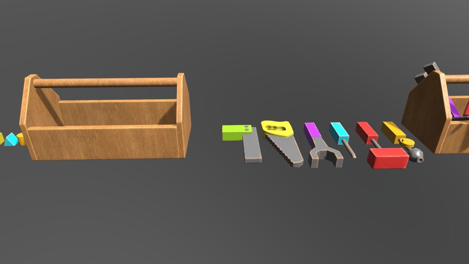 Wooden Toys Baby Toys Pack Low-poly 3D model_9