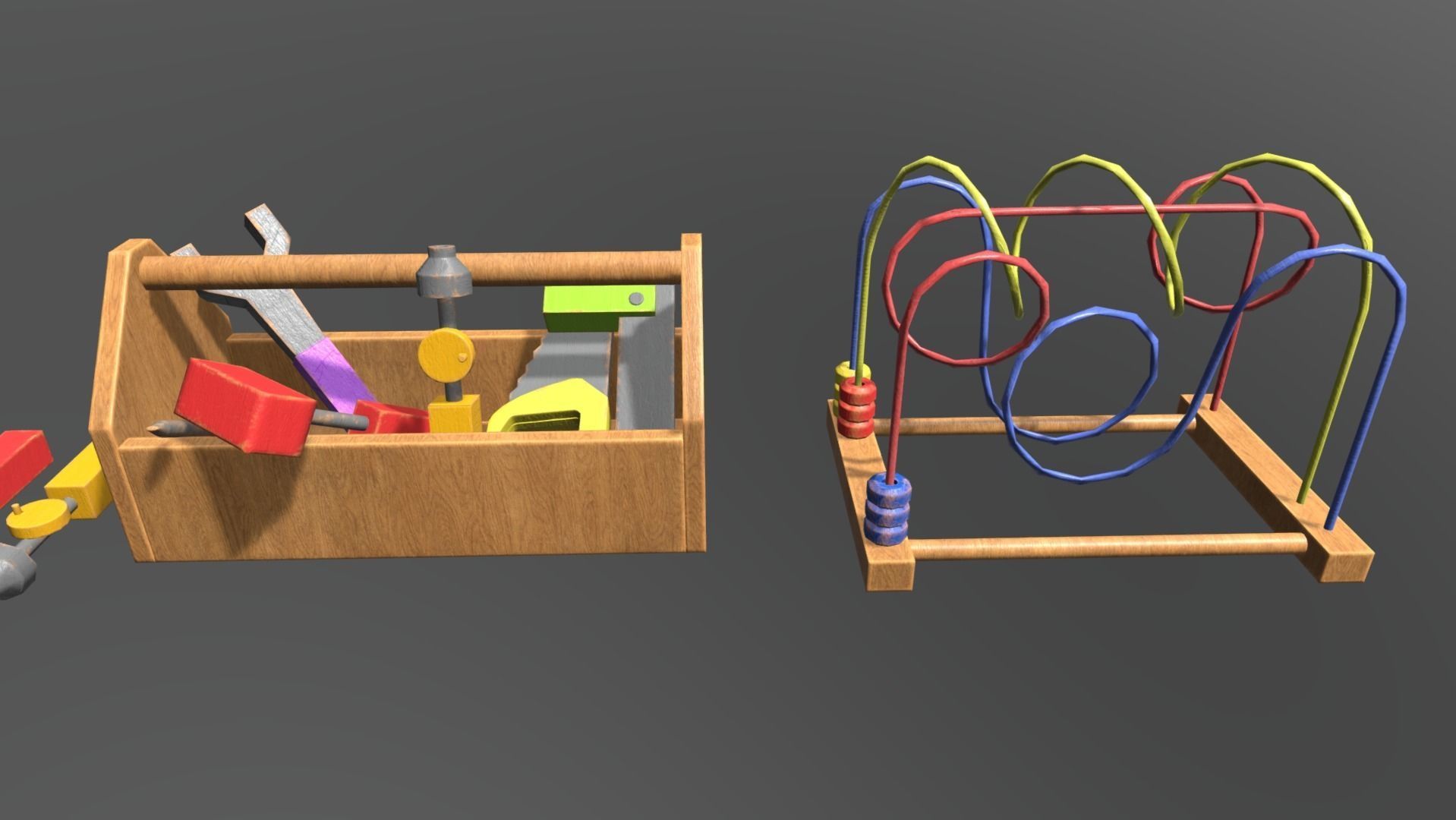 Wooden Toys Baby Toys Pack Low-poly 3D model_1