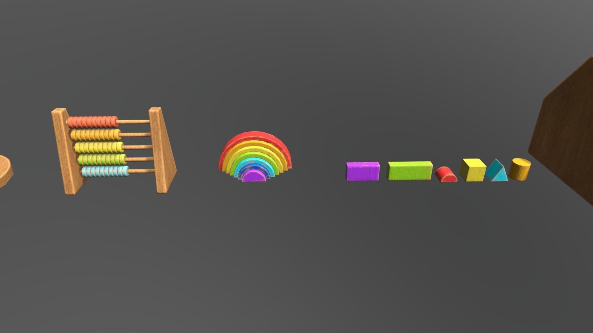 Wooden Toys Baby Toys Pack Low-poly 3D model_7