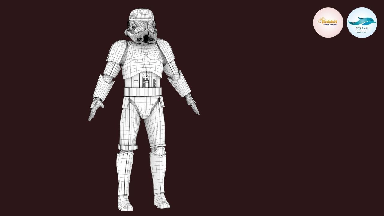 Stormtrooper Rigged Low-poly 3D model Low-poly 3D model_36