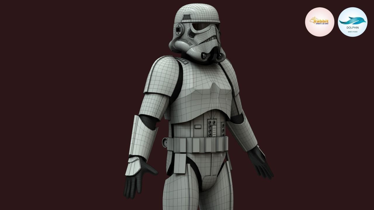 Stormtrooper Rigged Low-poly 3D model Low-poly 3D model_18