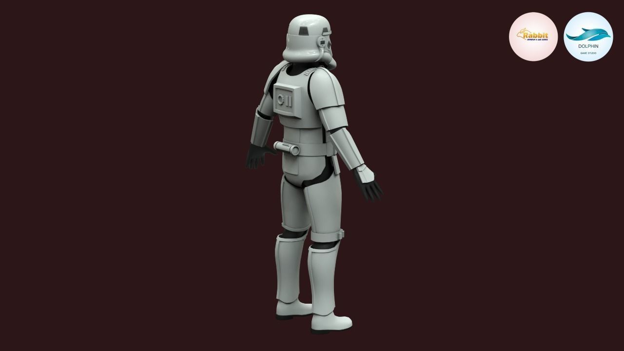 Stormtrooper Rigged Low-poly 3D model Low-poly 3D model_9