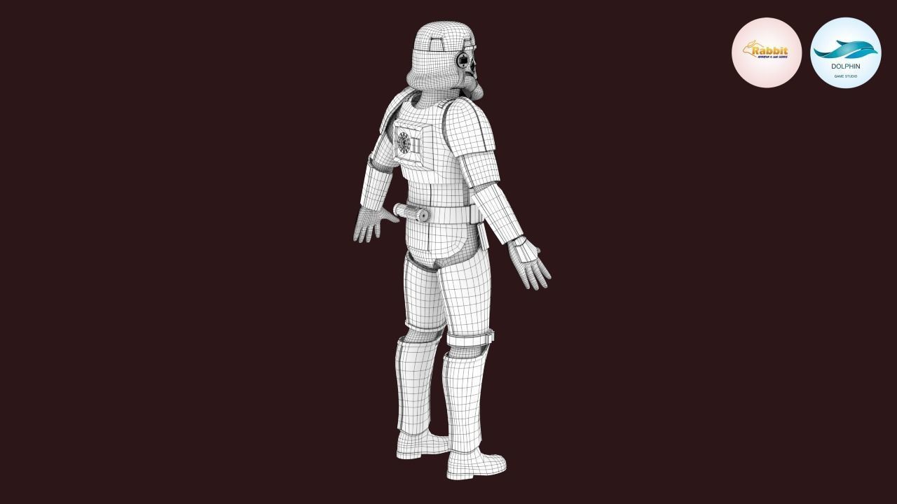 Stormtrooper Rigged Low-poly 3D model Low-poly 3D model_32