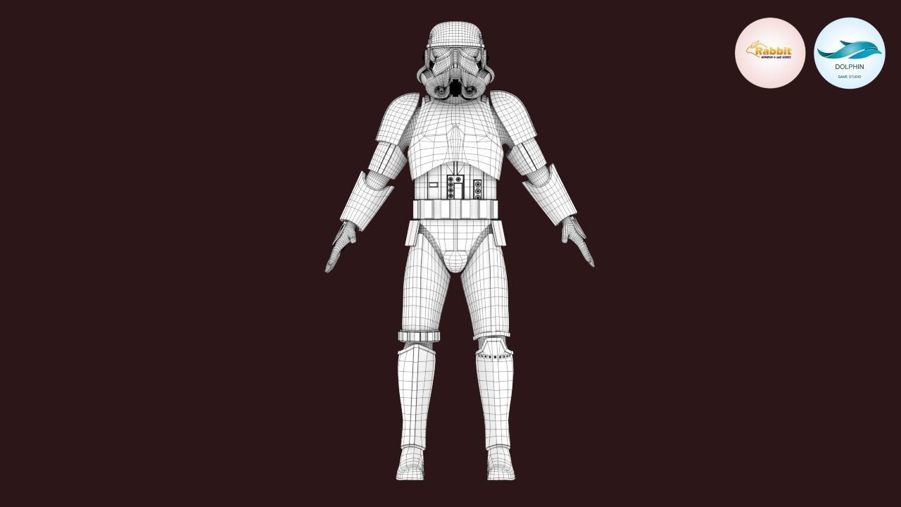 Stormtrooper Rigged Low-poly 3D model Low-poly 3D model_35