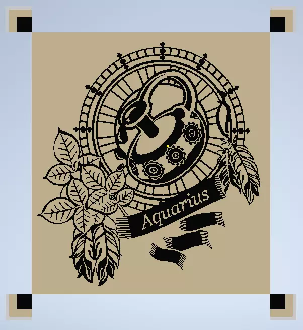 AQUARIUS ZODIAC SIGN STENCIL  MULTICOLOR Free 3D print model_0