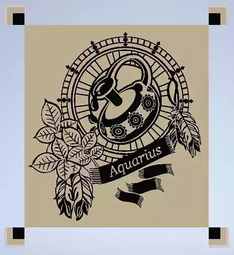 AQUARIUS ZODIAC SIGN STENCIL  MULTICOLOR Free 3D print model