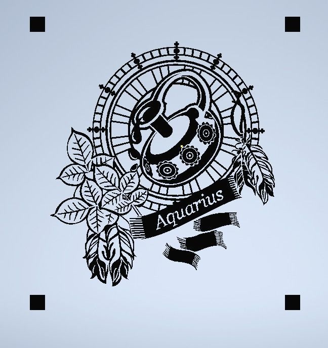 AQUARIUS ZODIAC SIGN STENCIL  MULTICOLOR Free 3D print model_1