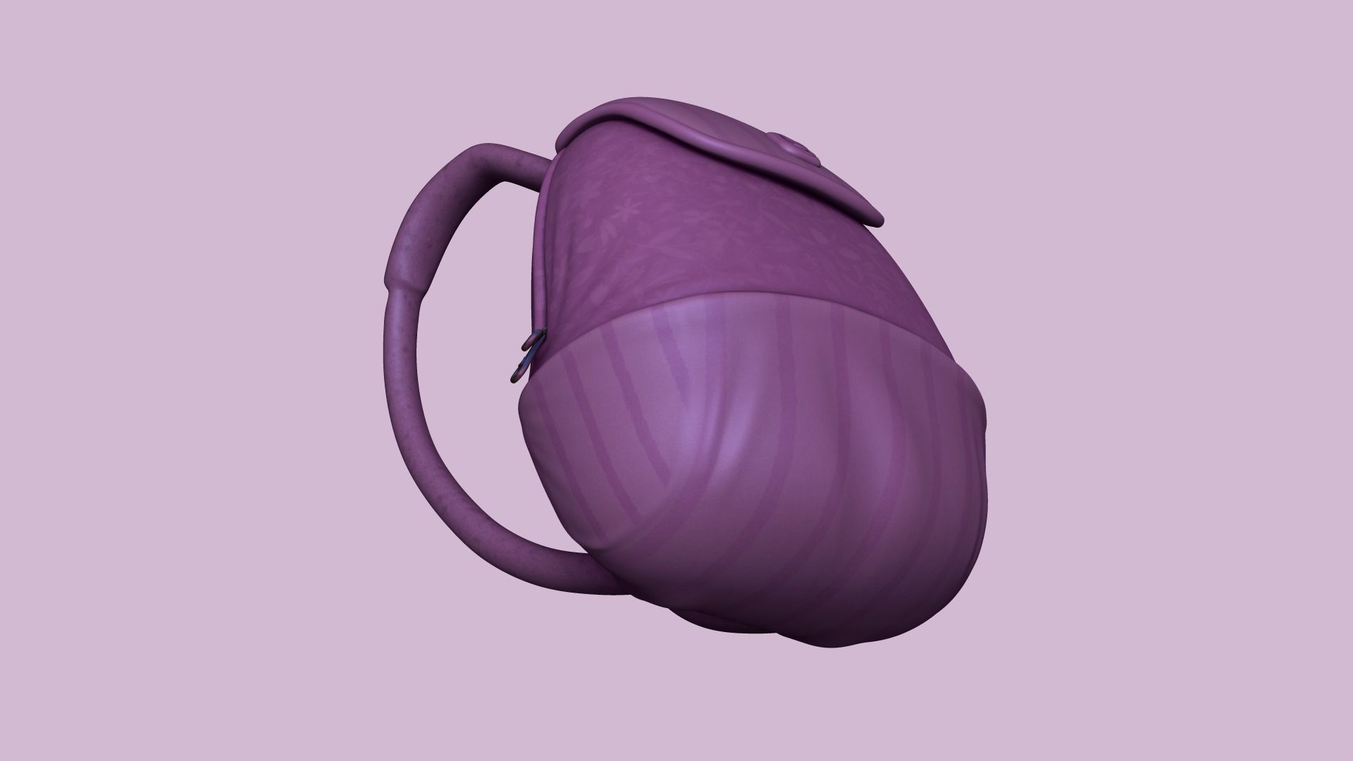 Girl Backpack - Flowers and Stripes Texture Low-poly 3D model_6