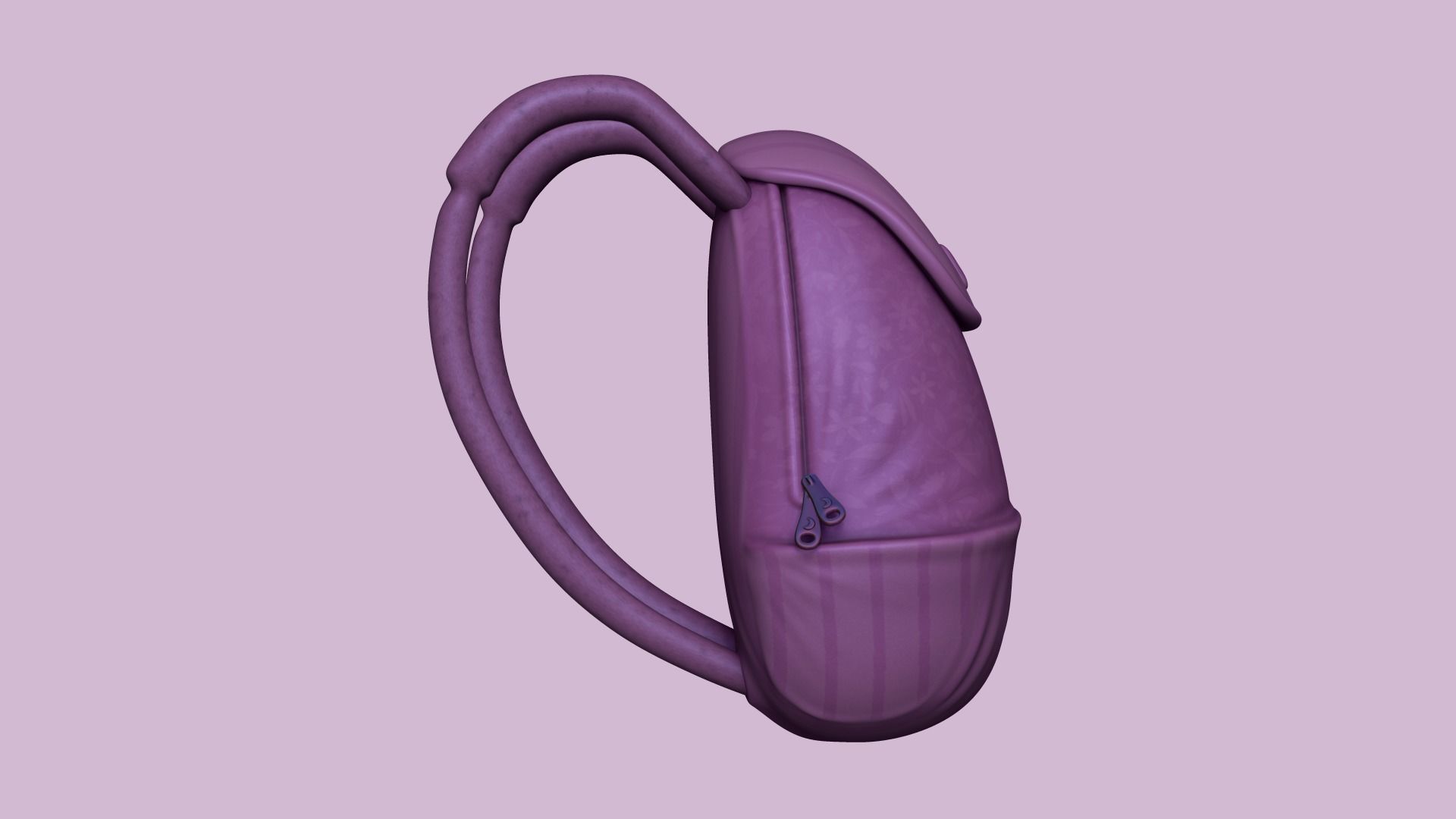 Girl Backpack - Flowers and Stripes Texture Low-poly 3D model_3