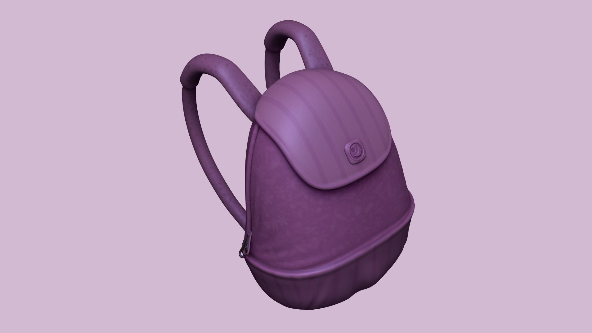 Girl Backpack - Flowers and Stripes Texture Low-poly 3D model_2