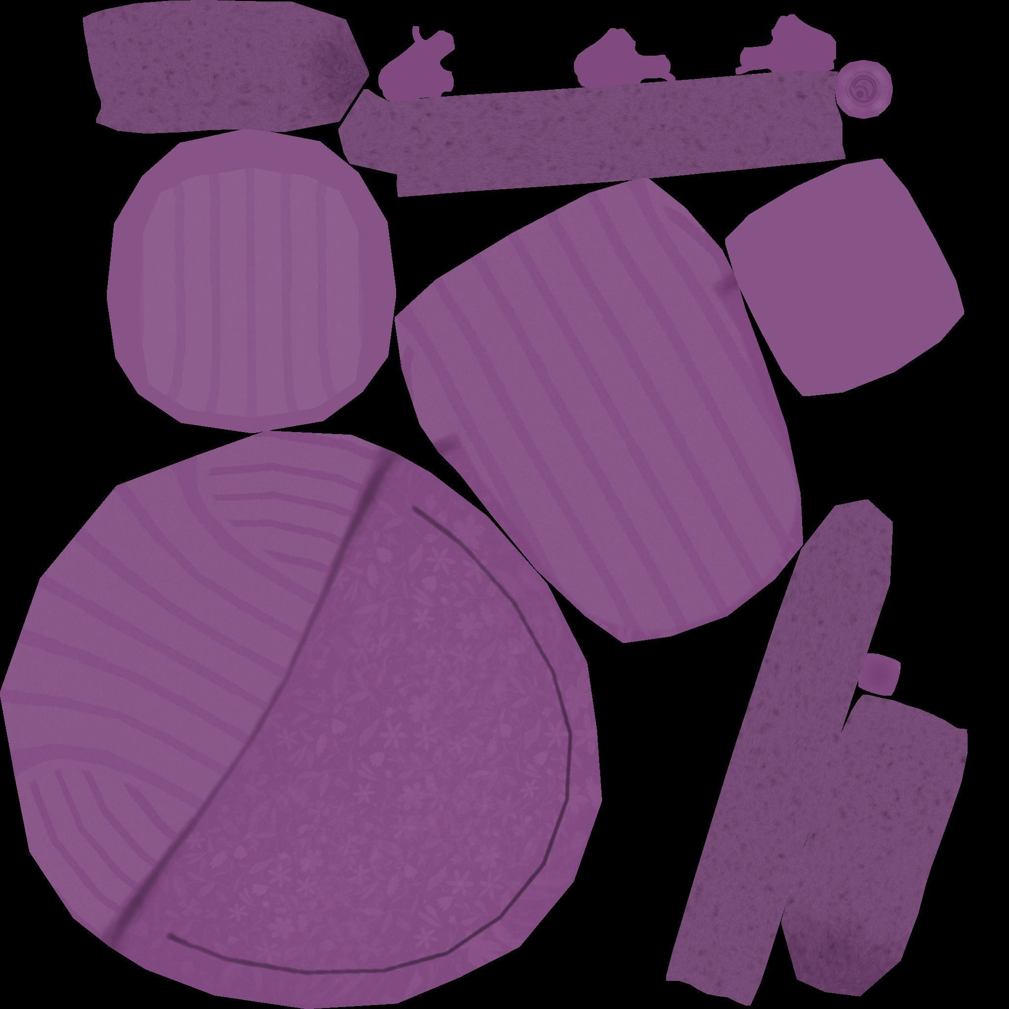 Girl Backpack - Flowers and Stripes Texture Low-poly 3D model_14