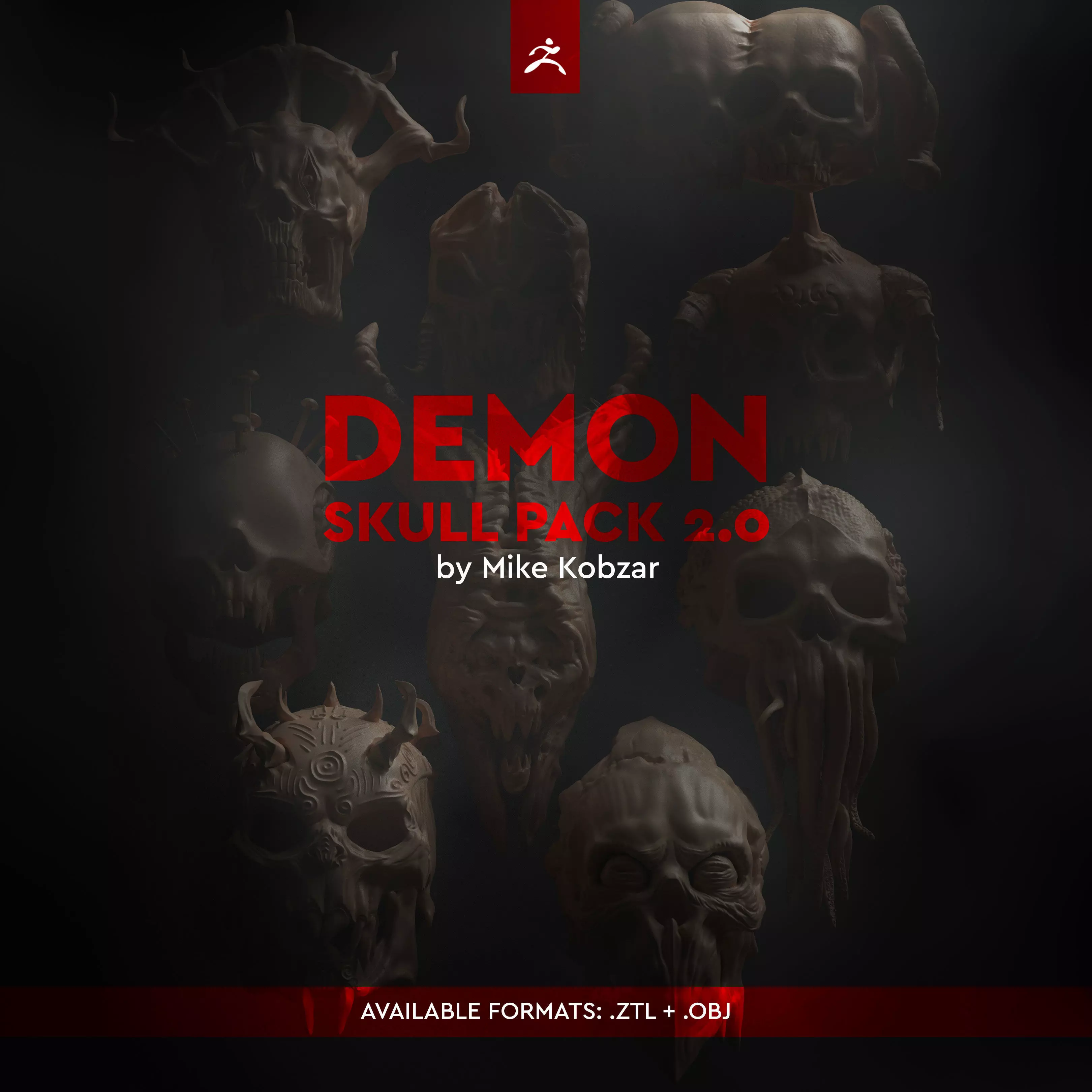 DEMON SKULL PACK 02  - High Res 3D models by Mike Kobzar 3D model_0