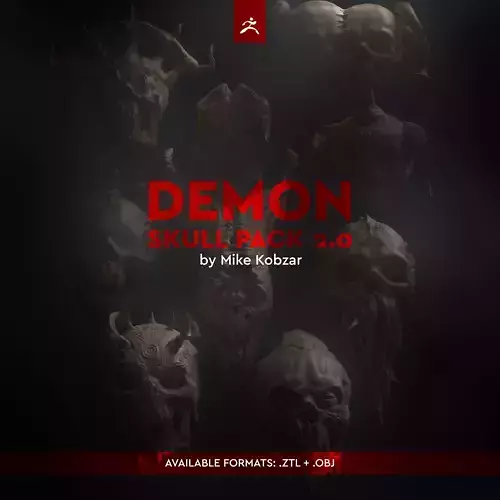 DEMON SKULL PACK 02  - High Res 3D models by Mike Kobzar
