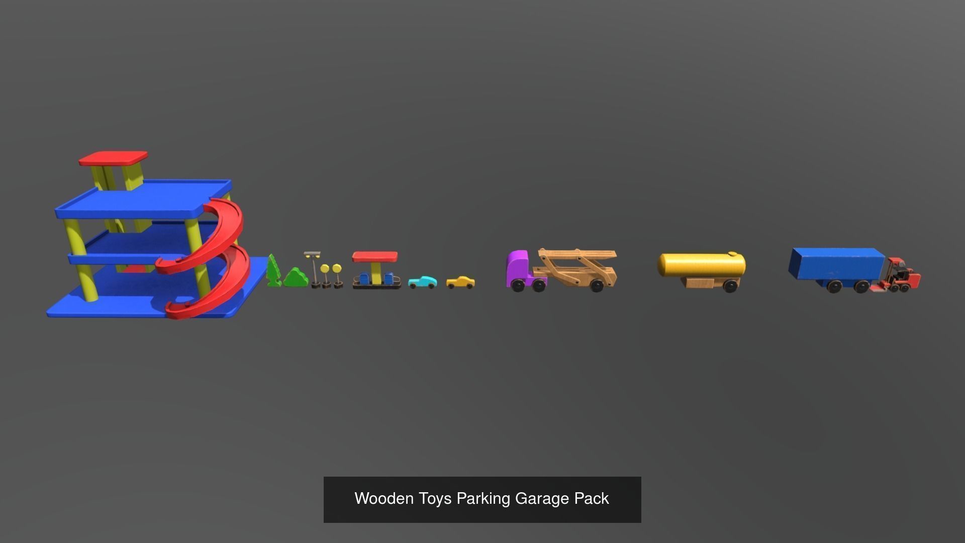 Childrens Wooden Toys Bundle 3D Model Collection_5