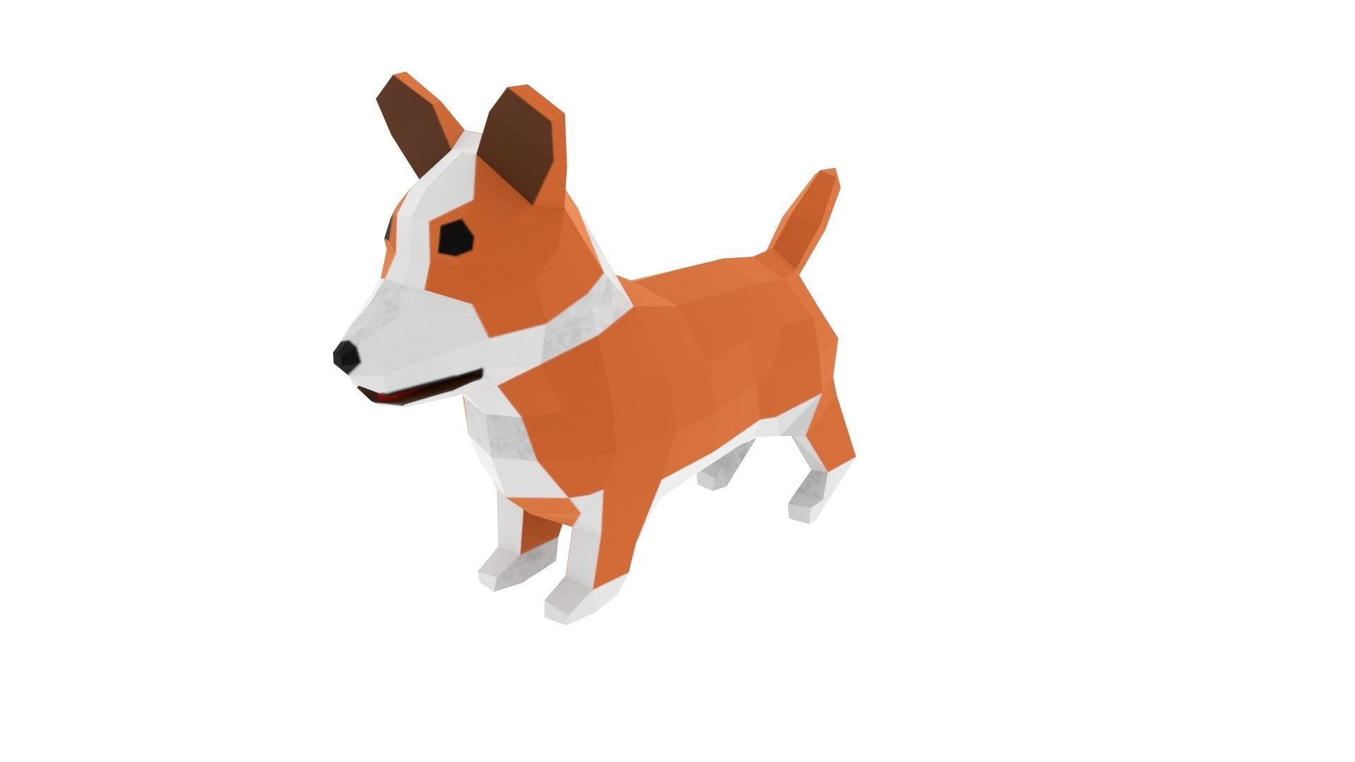 Corgi orange and dog Low-poly 3D model_1