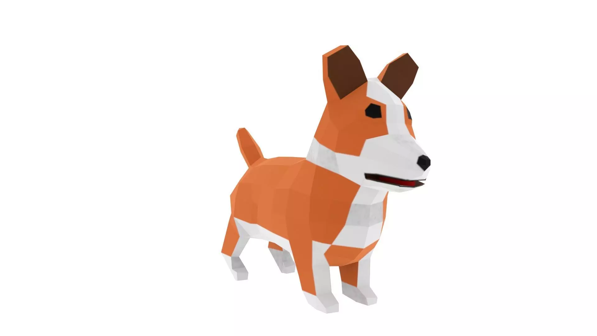 Corgi orange and dog Low-poly 3D model_0
