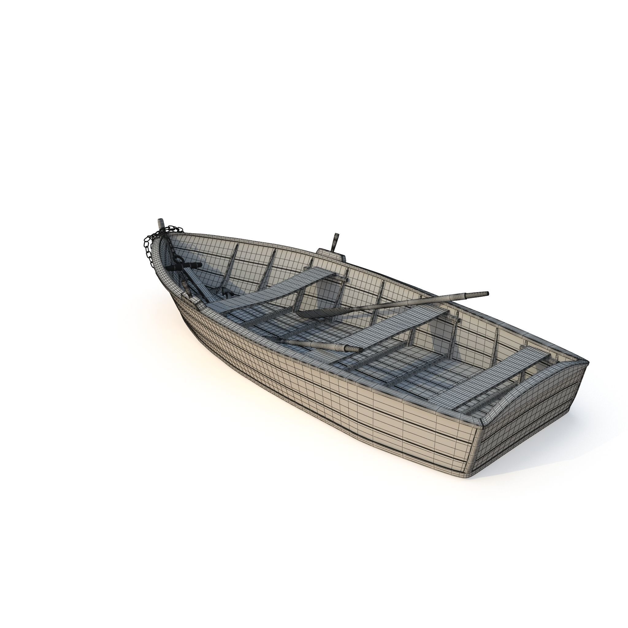 Old Boat Lost At Sea 3D model_7